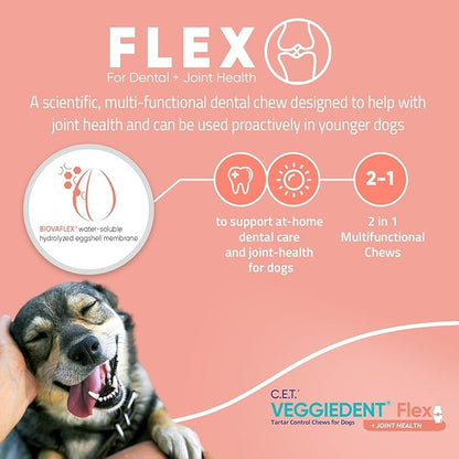 Virbac C.E.T. VEGGIEDENT Flex Tartar Control Chews for Dogs - Large