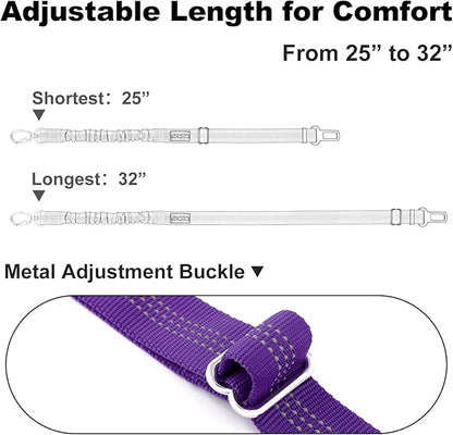 Dog Seat Belt for Car, Adjustable Dog Car Harness Seatbelt for Small Medium Large Dogs, Heavy Duty Travel Safety Restraint with Locking Aluminum Hook & Reflective Nylon Strap, Purple
