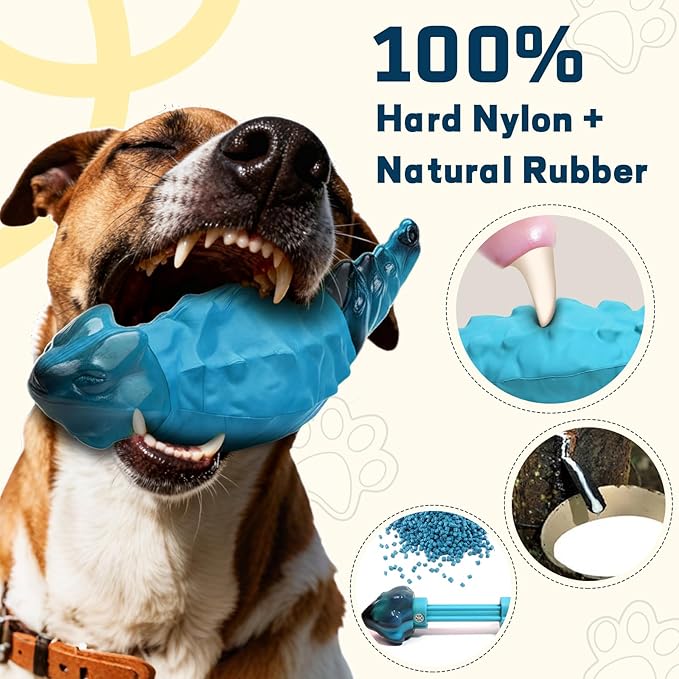 ZeLing HTL Dog Chew Toys for Aggressive Chewers, Indestructible Lizard Shape Tough Dog Toy with Natural Scents, Durable Chew Bones to Keep Large Dogs Busy, for Super Chewers 20-80Lbs - Milk