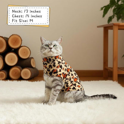 EXPAWLORER Soft Cat Sweater - Leopard Print Sweaters for Cats Only Warm Kitten Clothes, Fall and Winter Pet Coat Pullover Design Feline, Fleece Clothing Also for Puppy Small Dogs, Medium