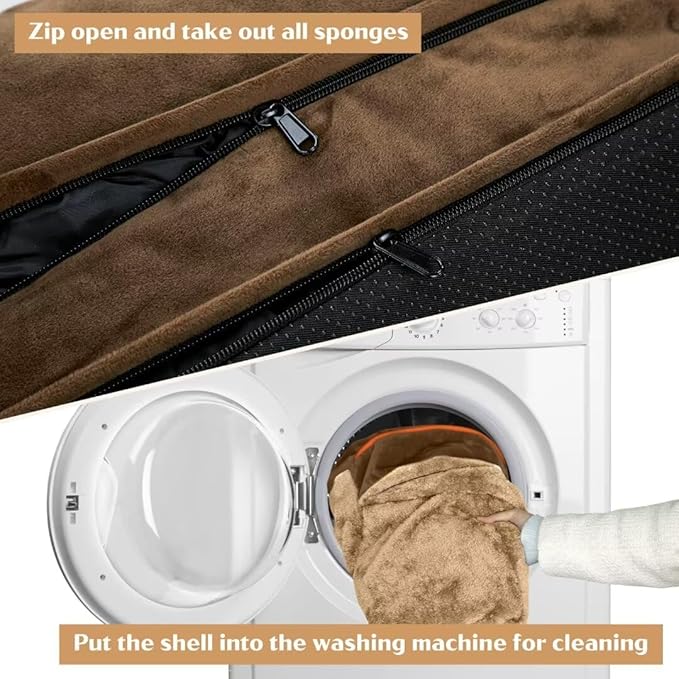 Comfort Expression Orthopedic Dog Bed for Extra Large Dogs 42x30 Inch, Waterproof Supportive Memory Foam XL Pet Bed with Removable Bolster, Dog Couch with Washable Cover & Non-Slip Bottom, Khaki Brown