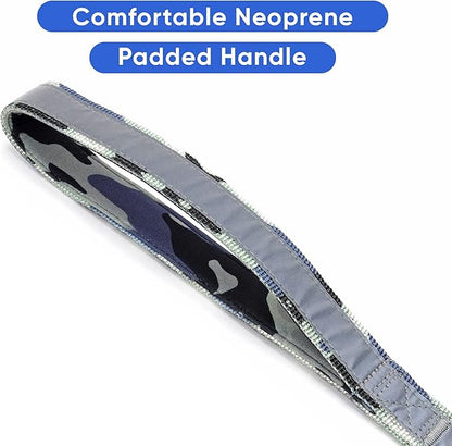 Pawtitas Camo Grey Dog Leash 6 ft Custom ID Lead for Dogs & Puppies Reflective Comfortable Padded Handle Embroidered Name & Phone Number