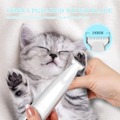 Dog Paw Trimmer,Upgraded Grooming Kit with LED Light,Type-C Rechargeable,Cordless Feature,IPX4 Waterproof,Low Noise Clipper for Dog and Other Pet's Hair Around Paw,Face,Eyes,Ears and Rump