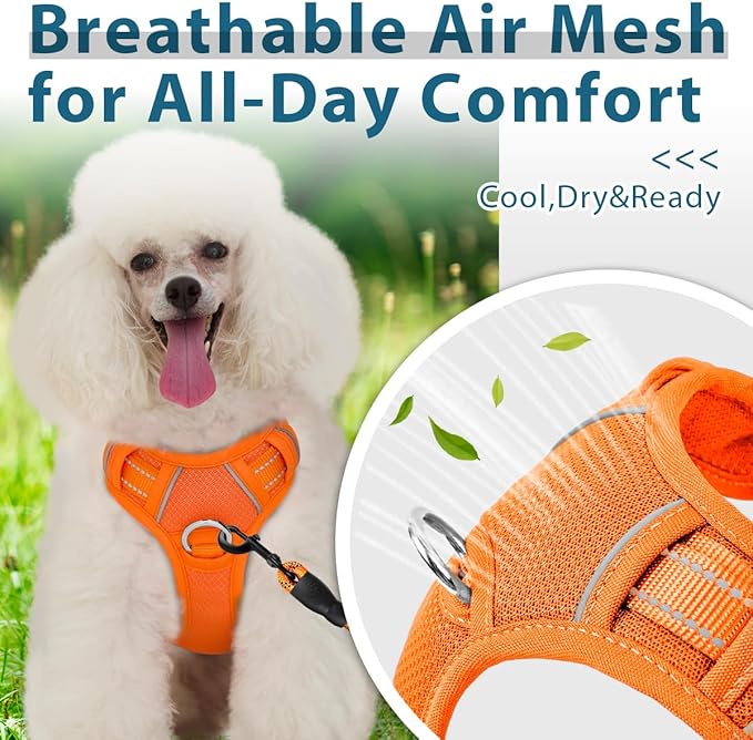 BARKBAY Dog Harness No Pull with ID Tag Pocket - Heavy Duty, Reflective, Easy Control for Large Dogs(Orange,XS)