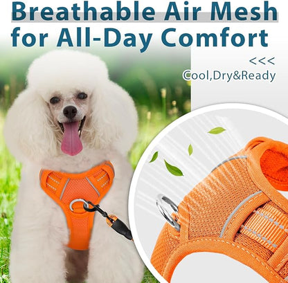 BARKBAY Dog Harness No Pull with ID Tag Pocket - Heavy Duty, Reflective, Easy Control for Large Dogs(Orange,XS)