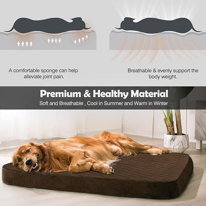 JoicyCo Dog Bed for Medium Dogs, Orthopedic Foam Dog Bed, Joint Relief Pets Sleeping Mattress, Non Slip Bottom with Washable Removable Cover, Dark Browm