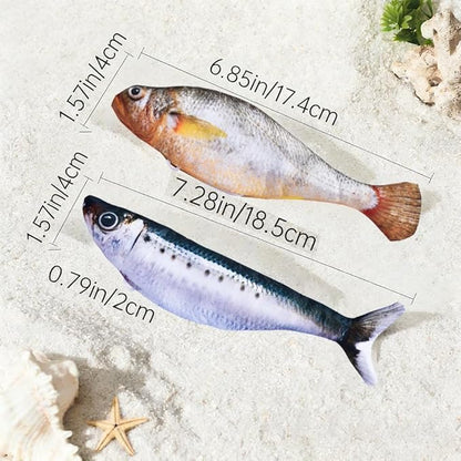 Realistic Floppy Fish Cat Toy with Catnip Toys for Cats Interactive Cat Toys for All Breeds Tap-Activated 3 Flapping Mode Sardine/Yellow Croaker,7.1 Inches,with Catnip,Rechargeable
