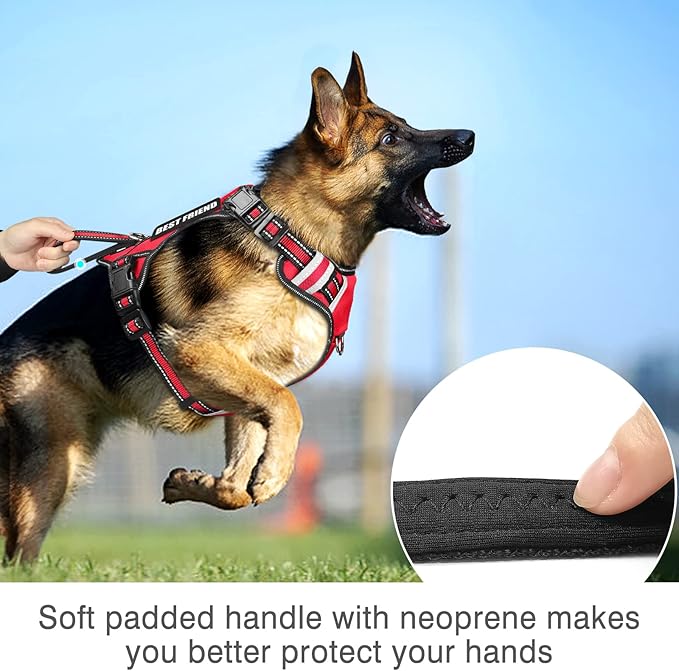 WINSEE Service Dog Vest No Pull Dog Harness with 7 Dog Patches, Reflective Pet Harness with Durable Soft Padded Handle for Training Small, Medium, Large, and Extra-Large Dogs (Small, Red)