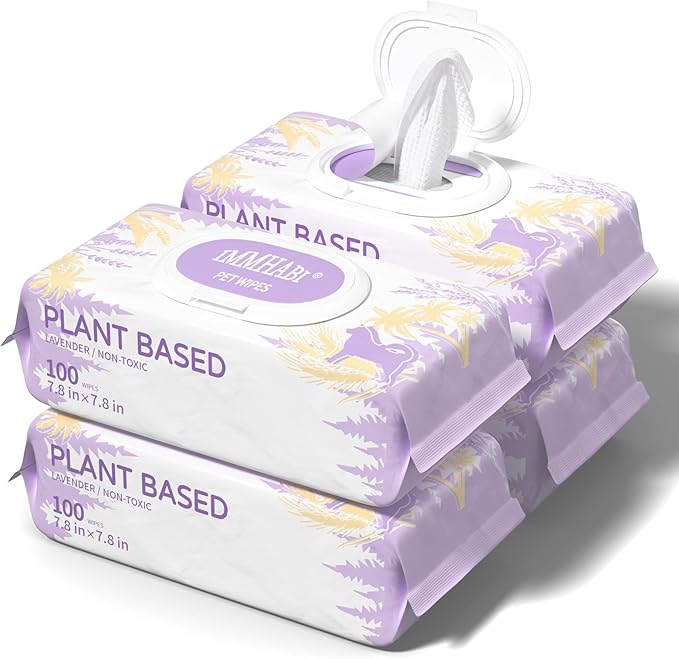 400 PCS Pet Wipes for Paws and Butt Hypoallergenic Pets Cleansing & Deodorizing Anal Gland Hygienic Puppy Wipes for Dogs Face and Body Wipes Cleaning Fur Doggie Wipes Doggy Wipes (Lavender)