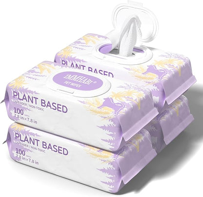 400 PCS Pet Wipes for Paws and Butt Hypoallergenic Pets Cleansing & Deodorizing Anal Gland Hygienic Puppy Wipes for Dogs Face and Body Wipes Cleaning Fur Doggie Wipes Doggy Wipes (Lavender)