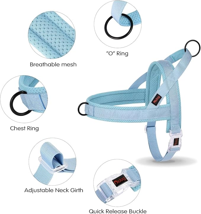 Didog No Pull Dog Harness with Breathable Mesh Padded, Quick Fit & Easy on Dog Vest Harness for Small Medium Large Dogs Training Walking(Blue,M)