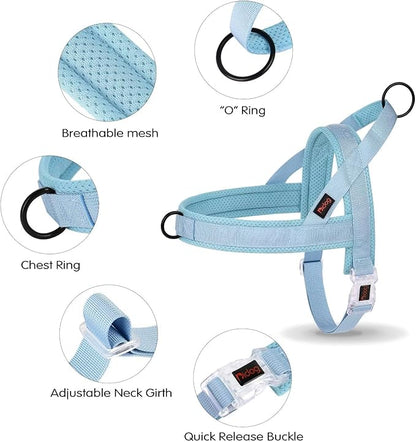 Didog No Pull Dog Harness with Breathable Mesh Padded, Quick Fit & Easy on Dog Vest Harness for Small Medium Large Dogs Training Walking(Blue,S)