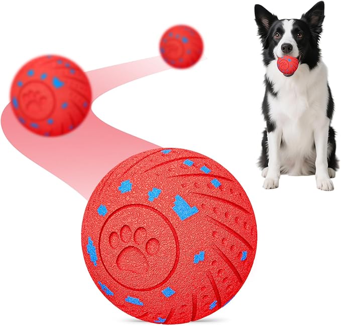NETRCO Smart Interactive Dog Toys, Activated Moving, Bouncing, Rotating Ball for Medium/Large Dogs, 2025 E-TPU Material, Motion-Activated Dog Gift to Keep Them Busy (Orange) (Red)