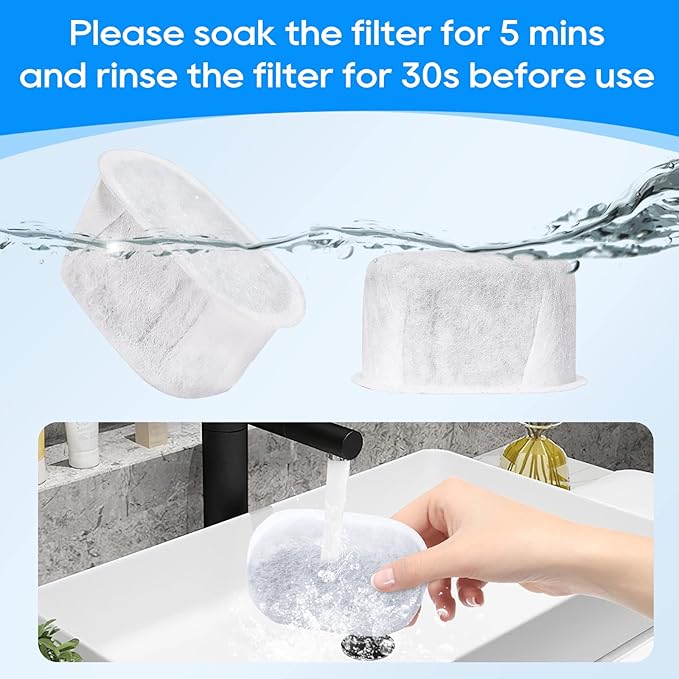 MyfatBOSS 16 Pack Filters for Cat Water Fountain W300&W300B&W500 True Filtering, Pet Fountain Filter Replacement for 67oz/2L Automatic Pet Water Fountain