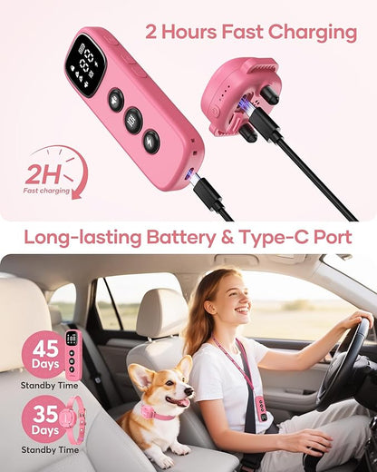 Jugbow Dog Training Collar - 4200FT Remote Dog Collar with 3 Training Modes for Small Dogs with Pet ID Tag & Security Lock, IPX8-Waterproof Rechargeable E-Collar for Mini Small Medium Dogs (Pro Pink)