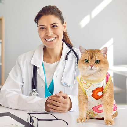 Avont Cat Recovery Suit - Kitten Onesie for Cats After Surgery, Cone of Shame Alternative Surgical Spay Suit for Female Cat, Post-Surgery or Skin Diseases Protection -Donut(L)