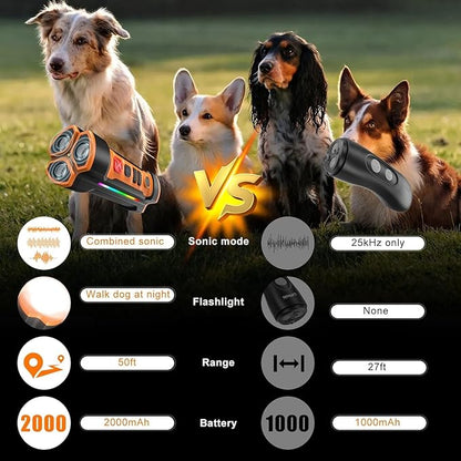 Chwwen Dog Bark Deterrent Devices 2025 Release Anti Barking Device for Dogs Barking Silencer in 55FT 3X Head Anti Bark Device with Flashlight &Party Flashlight Portable Training Tool