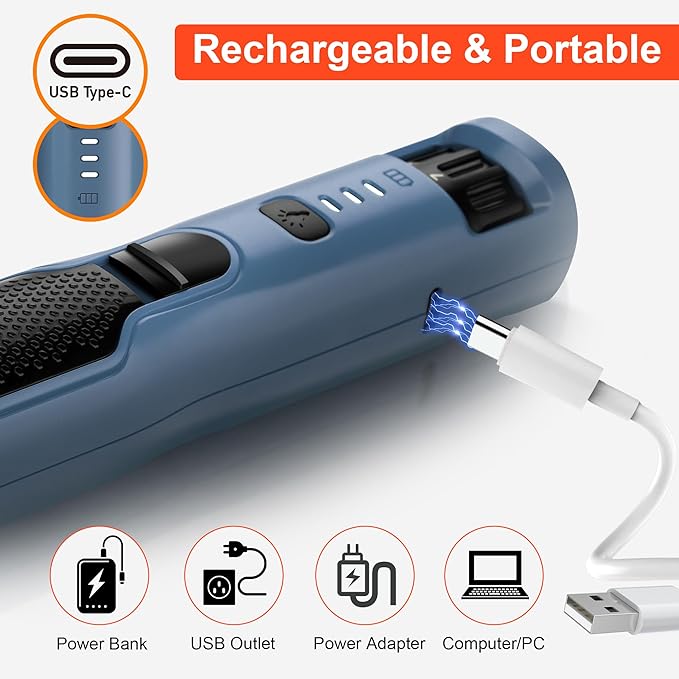 7-Speed Dog & Cat Nail Grinder with Light - Ring LED Safe to Avoid Overcut, Quiet Low Vibration & Powerful Fast, Cordless Rechargeable Toenail Trimmer for Small & Large Puppy & Breeds Paws(Blue)