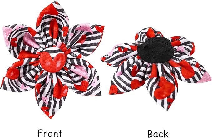 Lionet Paws Valentines Dog Collar with Flower, Dog Flower Collar with Metal Buckle for Dogs, Adjustable Comfortable Dogs Collars Girl, M, Neck 13.5-22 in