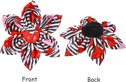 Lionet Paws Valentines Dog Collar with Flower, Dog Flower Collar with Metal Buckle for Dogs, Adjustable Comfortable Dogs Collars Girl, L, Neck 16-24 in