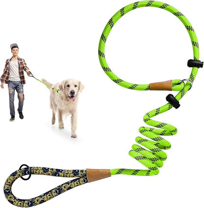 lynxking Slip Lead Dog Leash Reflective, Heavy Duty Comfortable Strong Rope for Large Medium Small Dogs No Pull Pet Training (Light Green, 2PCS Large 1/2in x 6ft)