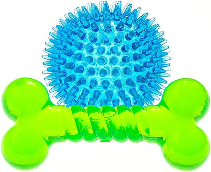 Spiky Ball and Bone for Small Dogs - Puppy Teething Toys Bone Dog Toy Set for Smart Newborn Pet - Doggy Interactive Chew Mini Dental