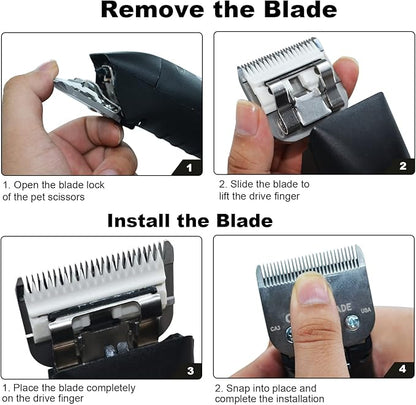 7Pack 10 Blades Dog Grooming Replacement Blades Compatible with Andis Pet Clipper/Oster A5/Wahl KM Series Dog Clipper,Ceramic Blade & Stainless Steel Blade (#10+30+40+3FC+4FC+5FC+7FC)