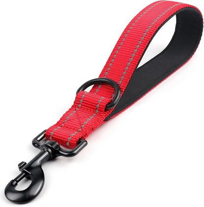 Joytale Strong Short Dog Leash 1FT, 1.2 Inch Wide, Heavy Duty, Padded Handle for Traffic Control, Reflective Leash for Medium and Large Dogs Walking Training, Red