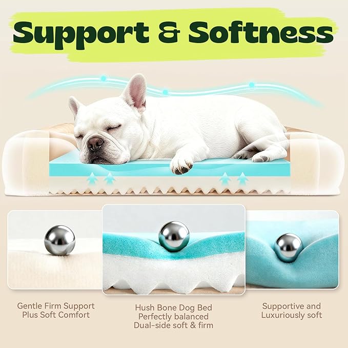 Orthopedic Cooling Dog Bed for Medium Sized Dogs Up to 30 Lbs, 28"x23"x6" Memory Foam Pet Bed with Egg-Crate Foam,Waterproof Removable Washable Cover,Anti-Slip Bottom, Relieves Joint Pain,Dark Grey