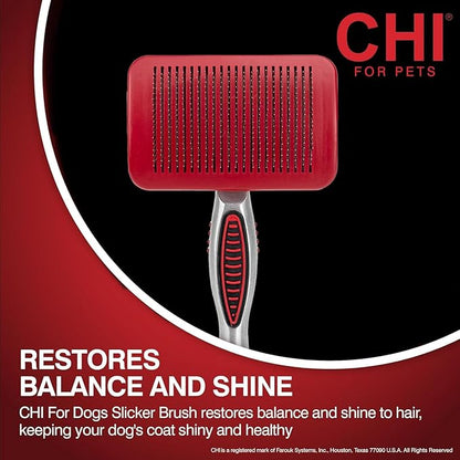 CHI for Dogs Self-Cleaning Pivoting Slicker Brush - High-End Dog Grooming Brush for Small Breeds - Detangling and Deshedding Tool for Coats - Size Small for Everyday Use - 3 Pack