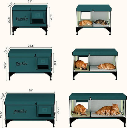 Heated Cat House for Outside Pets in Winter, Heated Outdoor Cat House Weatherproof, Insulated Cat Shelter with Heating Mat (21"*16.5"*22.5")