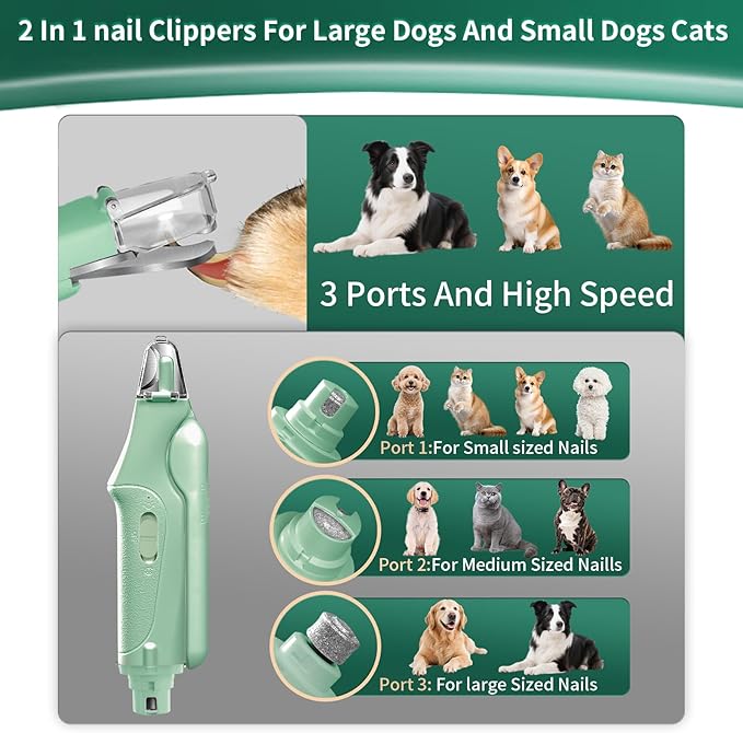 CATPICK 2-in-1 Cat Nail Clippers & Dog Nail Clippers Trimmers for Large Medium Small Dogs Cats Claw Trimmer Quick Sensor and Safety Guard USB Rechargeable with 2 LED Lights Dogs Nail Trimmer
