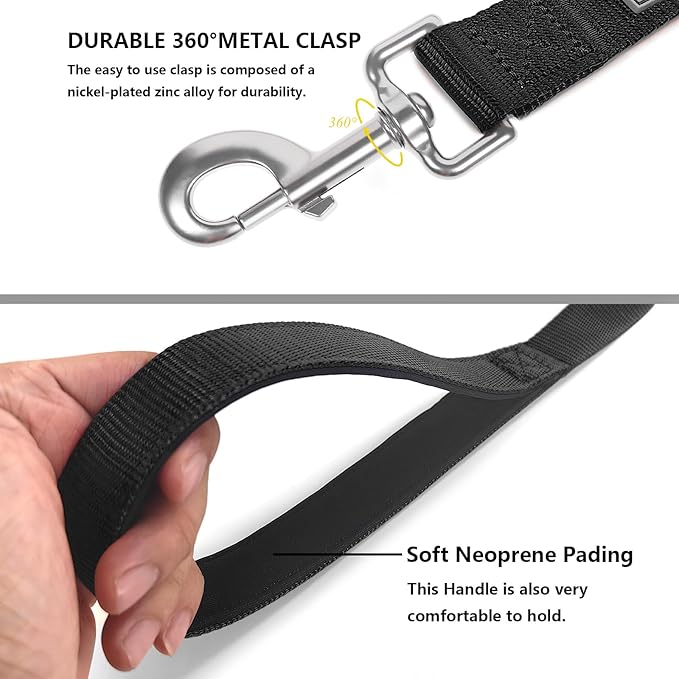 Basic Dog Leashes 6 FT Padded Handle Nylon Dogs Leashes for Medium Dogs Black