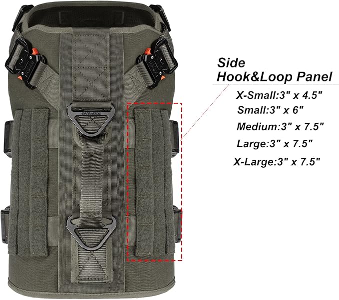 ICEFANG GN3 Tactical Dog Harness with 6X Buckle,Dog Molle Vest with Handle,3/4 Body Coverage,Hook and Loop Panel for ID Patch,No Pulling Front Clip (XL (32"-39" Girth), Ranger Green)