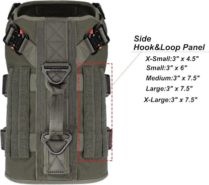 ICEFANG GN3 Tactical Dog Harness with 6X Buckle,Dog Molle Vest with Handle,3/4 Body Coverage,Hook and Loop Panel for ID Patch,No Pulling Front Clip (XL (32"-39" Girth), Ranger Green)