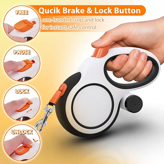 Meegood Retractable Dog Leash 26ft Heavy-Duty for Medium & Large Dogs - Upgraded Lock, Tangle-Free, Ergonomic Grip - Perfect for Walking, Running, Outdoor Training