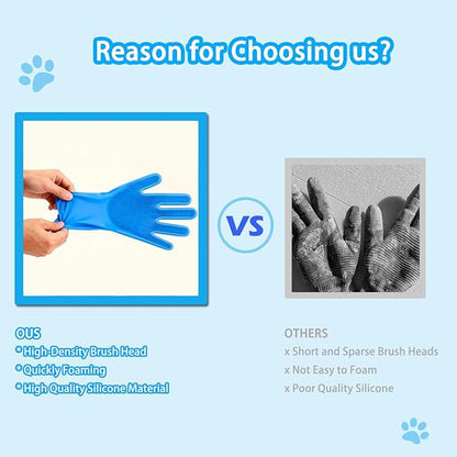 6PCS Pet Grooming Kit for Dogs, Dog Washing Gloves with High-Density Teeth, Dog Bath Brush & Silicone Heat Resistant Cleaning Gloves, Pet Hair Removal Glove for Dogs & Cats, (Navy Blue)