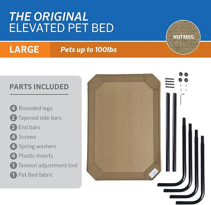 Coolaroo Original Elevated Dog Bed - Breathable Off-The-Ground Pet Bed with Cooling Fabric, Joint Relief & Moisture-Resistant Fabric, 100% Recyclable, Easy Clean, Nutmeg, Large