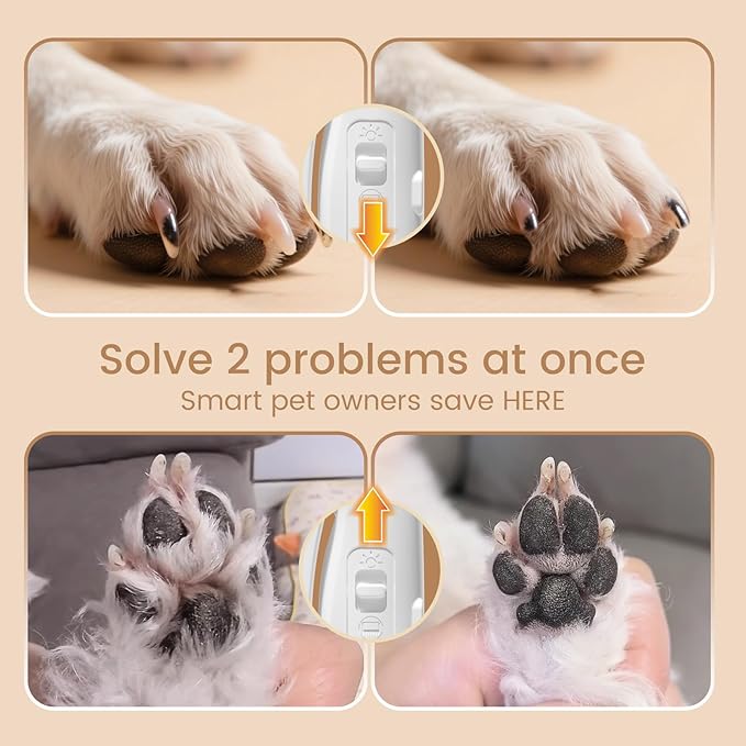 Vankoo 2 in 1 Dog & Cat Nail Clippers & Trimmers with LED Lights, Splash Guard - Pet Hair Trimmer for Around Paws, Ear, Eye,Face, Rump Rechargeable & IPX7 Waterproof Grooming Supplies for Dog, Cat