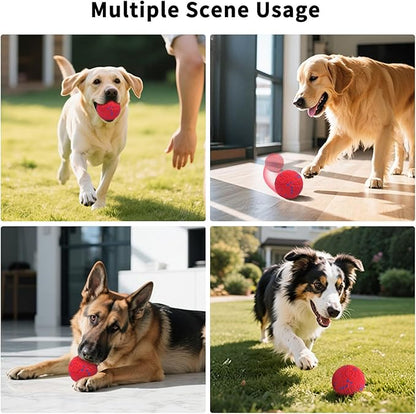 SCHITEC Smart Interactive Dog Toy Ball – Automatic Moving & Bouncing Balls for Large Dogs, Rechargeable Motorized Dog Ball, Stimulating Pet Toy for Active & Bored Medium Large Dogs (Red)
