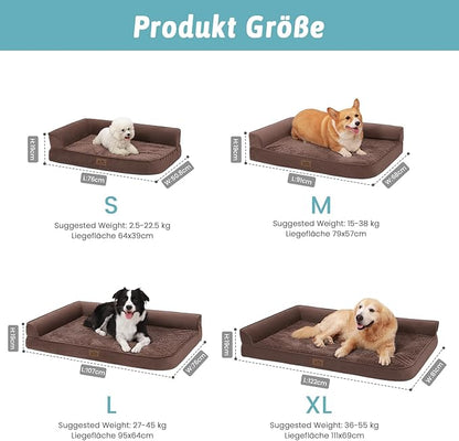 COZY KISS Orthopedic Dog Bed for Extra Large, XXL Dogs Bed, L Shaped Foam Anti-Slip Bottom Giant Pet Cat Sofa with Washable Cover, Suitable for Pet Up to 150 lbs, 48x32x7.5 inch, Brown