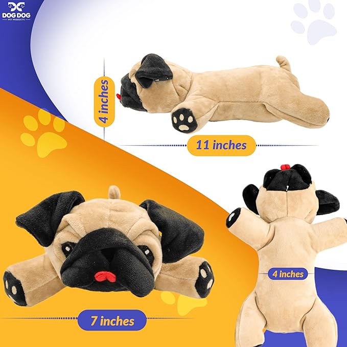 Dog Dog Pug Stuffed Animal Fawn Color Plush Toy with Squeaker