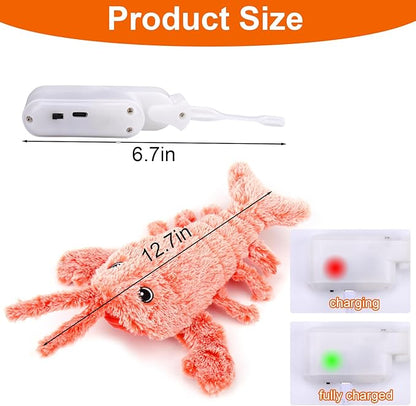 Mity Rain Interactive Lobster Dog Toy - Keeps Small, Medium & Large Dogs Busy Indoors & Outdoors - Rechargeable, Plush & Squeaky