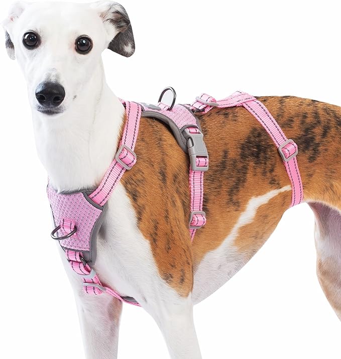 Huntboo Escape Proof Dog Harness – No Pull, No Slip, Fully Reflective, Adjustable 7-Point Design for Small, Medium, and Large Dogs – Lightweight for Outdoor Training & Hiking (Pink, M)