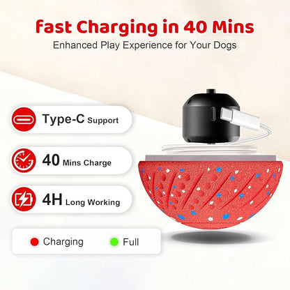 Sankell Interactive Dog Toys Ball - Smart Moving Bouncing Dog Ball with Colorful Lights, E-TPU Material, 3 Play Modes Automatic Rolling Balls Toy for Small Medium Dogs Keep Them Busy(Red)