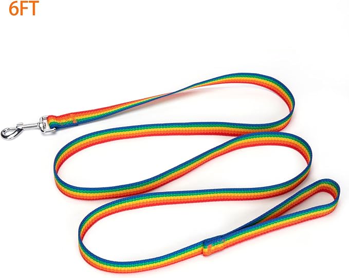 Siumouhoi Strong Durable 6 ft Nylon Dog Training Leash, 1 Inch Wide Traction Rope, for Small and Medium Dog (Rainbow, 6 Feet)