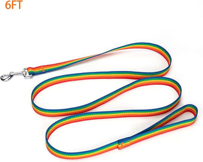 Siumouhoi Strong Durable 6 ft Nylon Dog Training Leash, 1 Inch Wide Traction Rope, for Small and Medium Dog (Rainbow, 6 Feet)