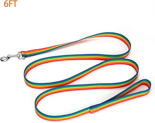Siumouhoi Strong Durable 6 ft Nylon Dog Training Leash, 1 Inch Wide Traction Rope, for Small and Medium Dog (Rainbow, 6 Feet)