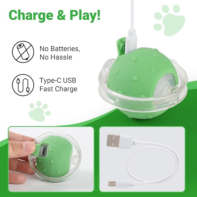 MoofeePaws Interactive Cat Toys for Indoor Cats Fast Rolling Ball, Automatic Motion Activated Ball, Hide and Seek for Indoor Exercise Toys, Real Bird Squeaky for Kitten Exercise Kicker