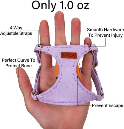 CHEDE No Pull Puppy Harness and Multifunction Dog Leash Set- 8 Colors Soft Adjustable No Choke Escape Proof Cute,Lightweight Pet Vest Harness for Small and Medium Dog (XXS, Purple)
